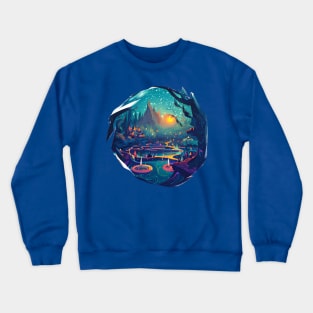 Magic Lantern Lighting Lake Water Pond Reflection Watercolor Crewneck Sweatshirt